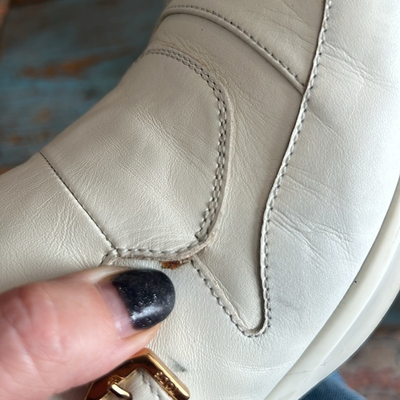 Tod’s White Leather Buckle Detail Sneakers Size 6.5 - Picture 8 of 12